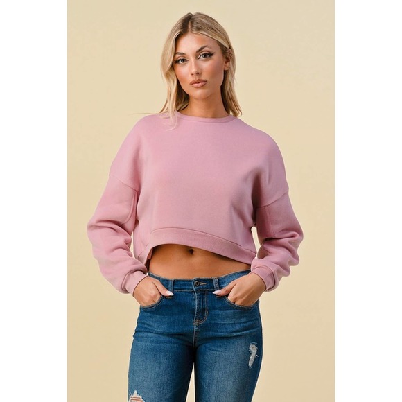 NWT Desert Rose Cropped Fleece Sweatshirt - Small - Picture 2 of 4